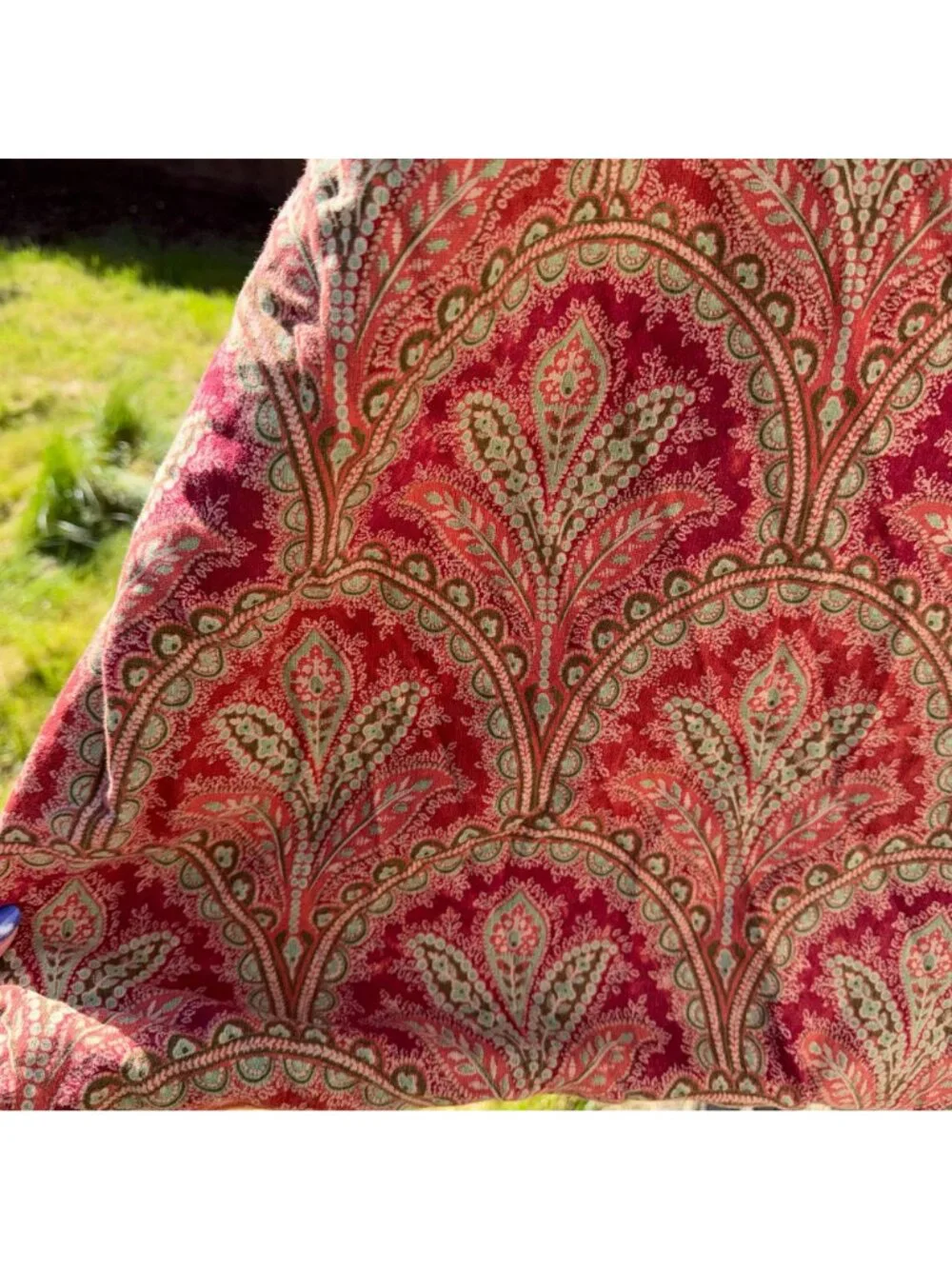 Pottery Barn Marcelle Duvet King Red Medallion Paisley Boho Global Shabby Chic